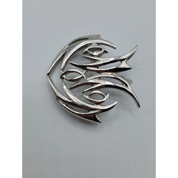 Norman Bel Geddes Brooch Pin Silver Tone Flow Of Motion Signed Estate Rare 1950s - Picture 14 of 16